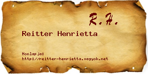 Reitter Henrietta névjegykártya
